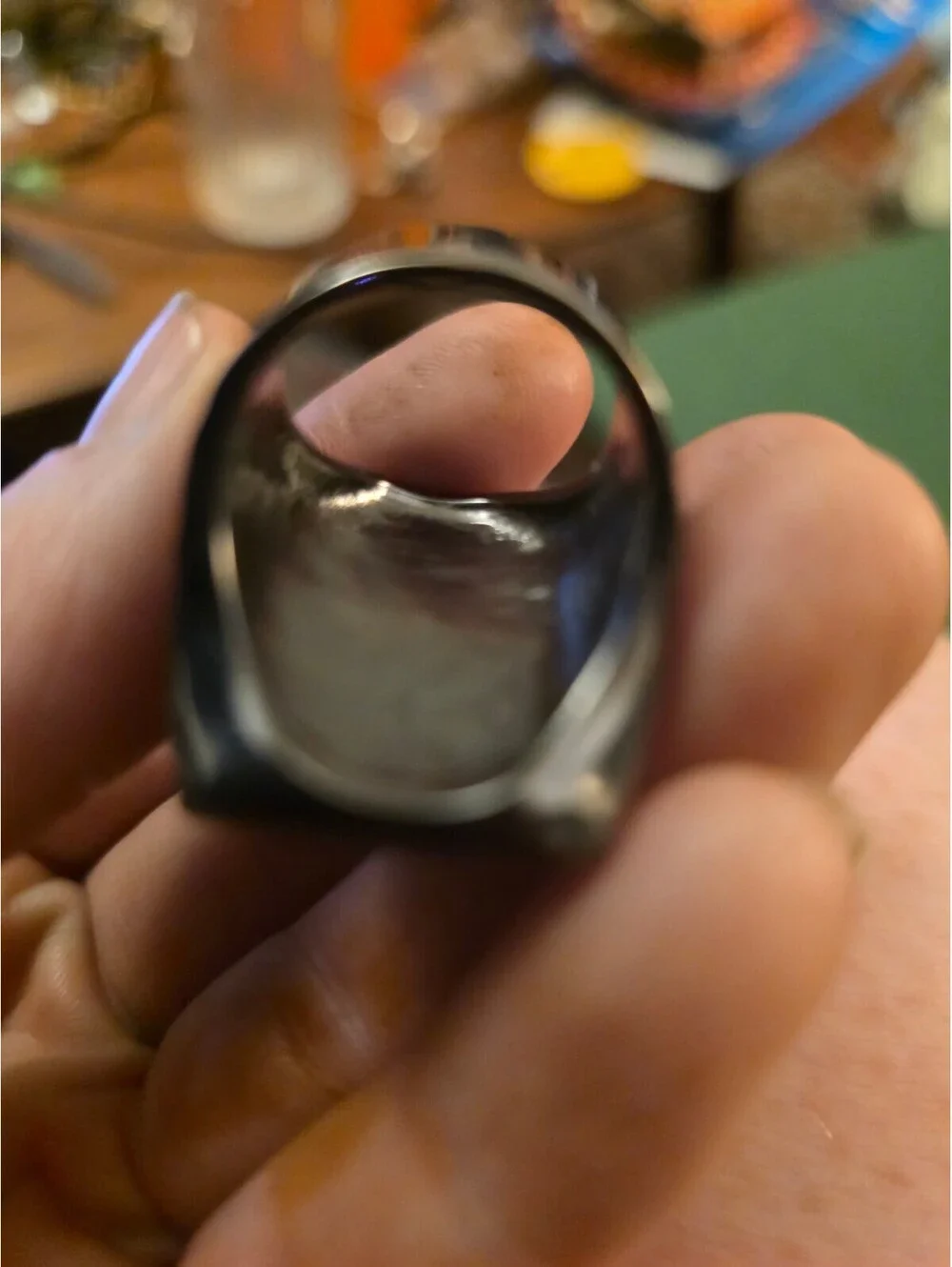 House of Harlow Gunmetal Textured Chevron Zigzag Shield Statement Ring Sz 8